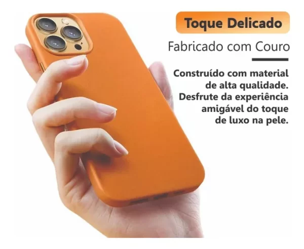 CAPA ULTRA PREMIUM COURO LARANJA AG GLASS EXCELENTE QUALIDADE IPHONE 15 15 PRO 15 PRO MAX 15 ULTRA - Image 2