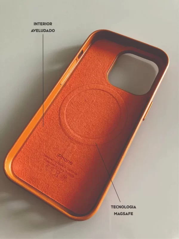 CAPA ULTRA PREMIUM COURO LARANJA AG GLASS EXCELENTE QUALIDADE IPHONE 15 15 PRO 15 PRO MAX 15 ULTRA - Image 3